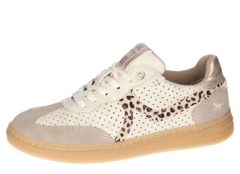 Mustang Leopard Print Trainer in Ivory