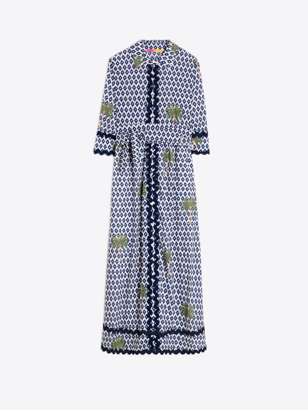 Vilagallo Ikat Dress in Palm Print