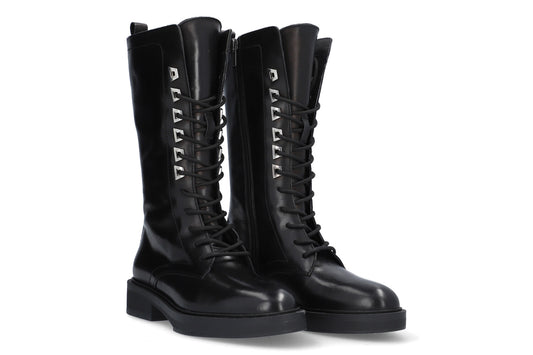 Alpe Long Lace Up Boot in Black