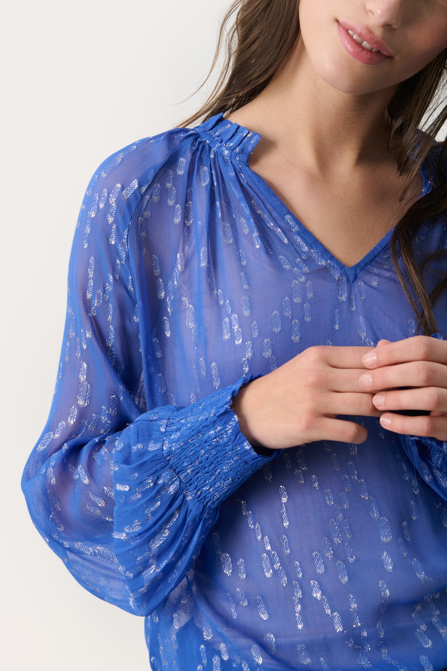 Part Two Teia Blouse in Blue Lurex