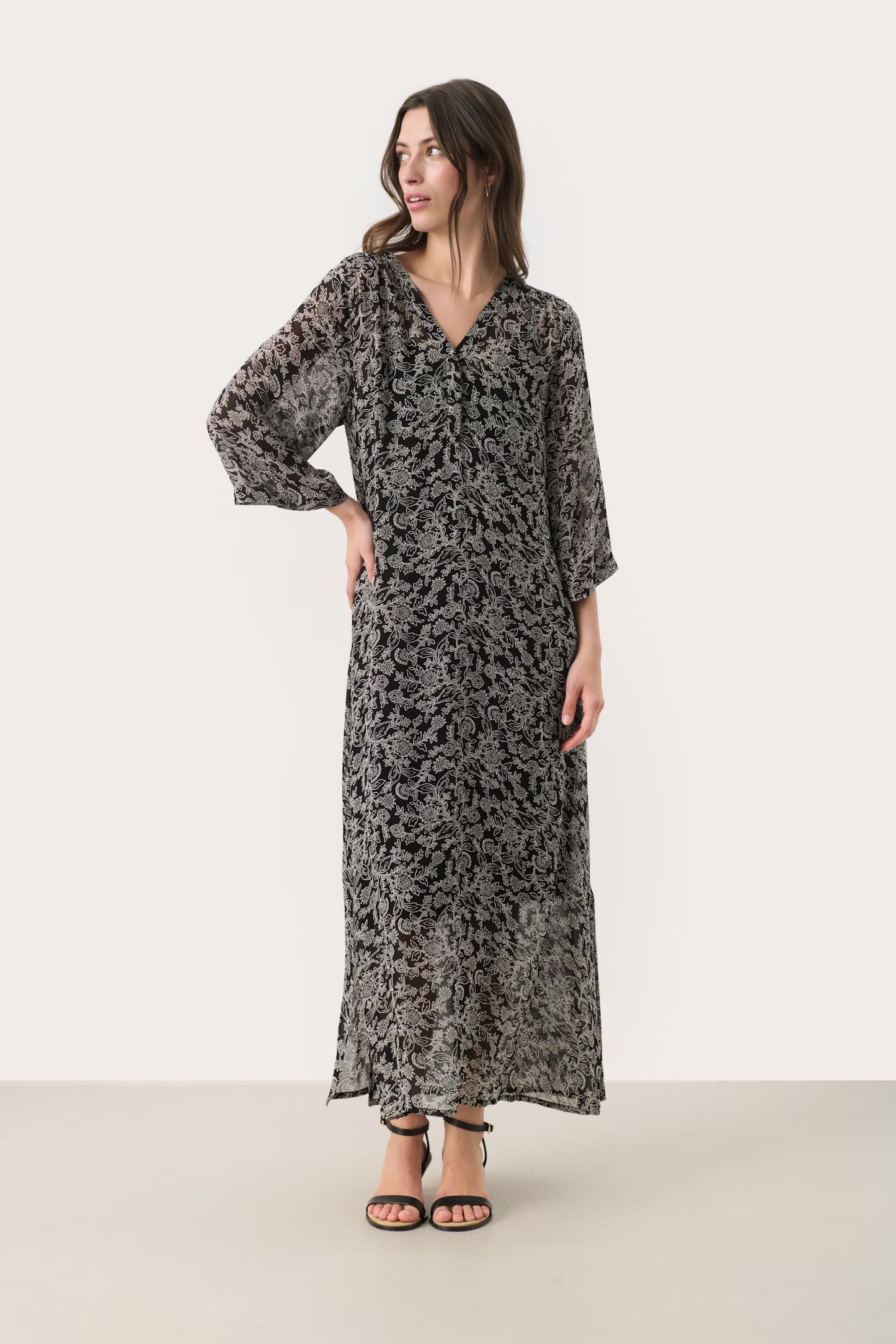 Part Two Berit Long Dress in Black Flower