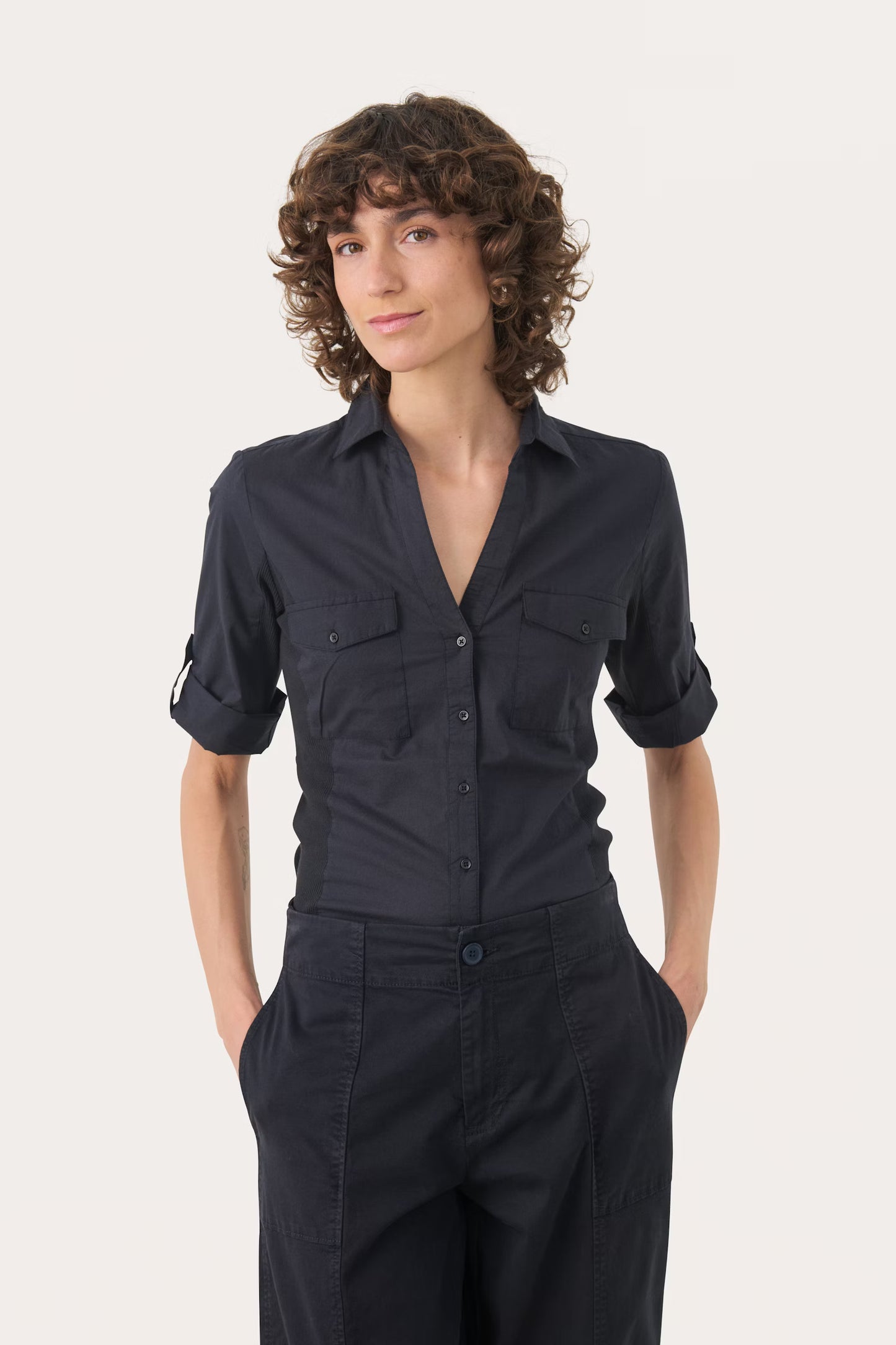 Part Two Cotrnia 3/4 Shirt in Navy
