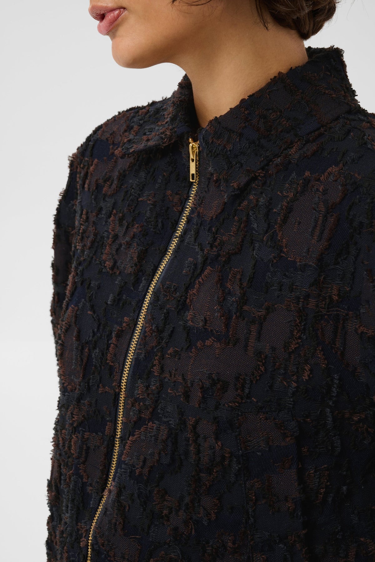 Part Two Cerin Cropped Jacquard Jacket in Black