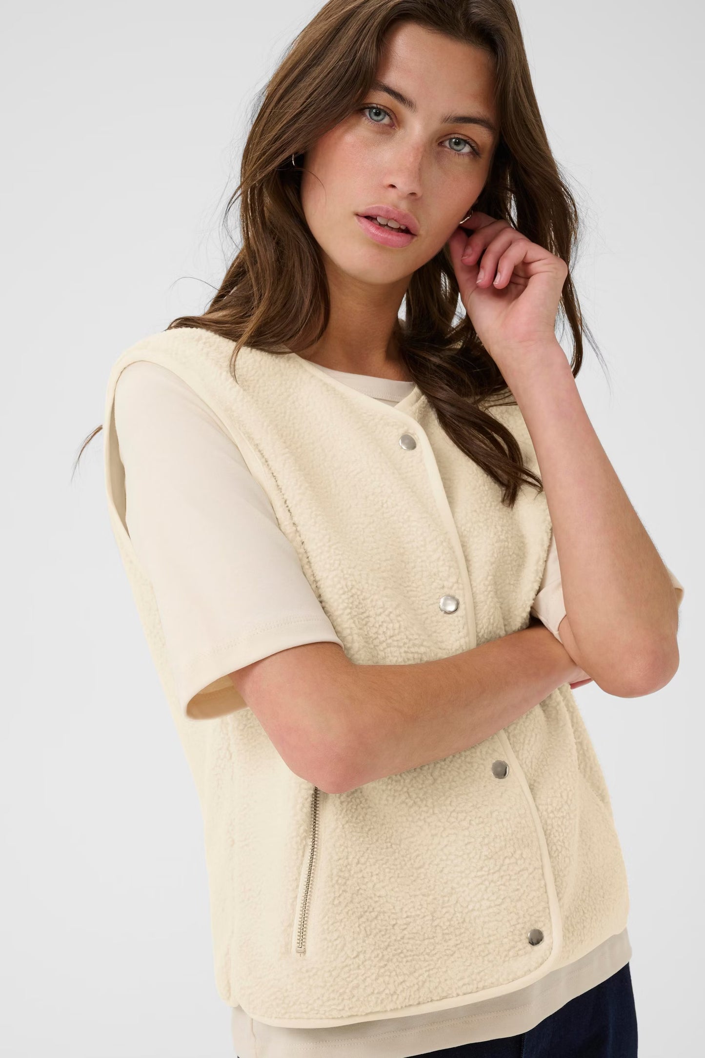 Part Two Signy Fleece Waistcoat in Oatmeal