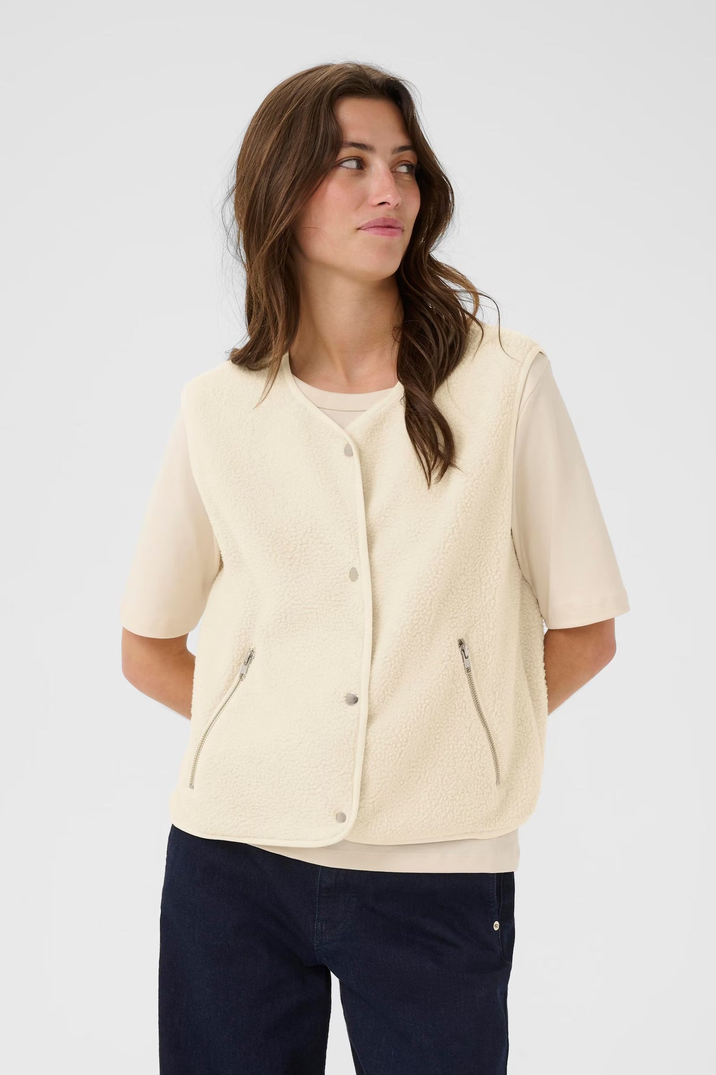 Part Two Signy Fleece Waistcoat in Oatmeal
