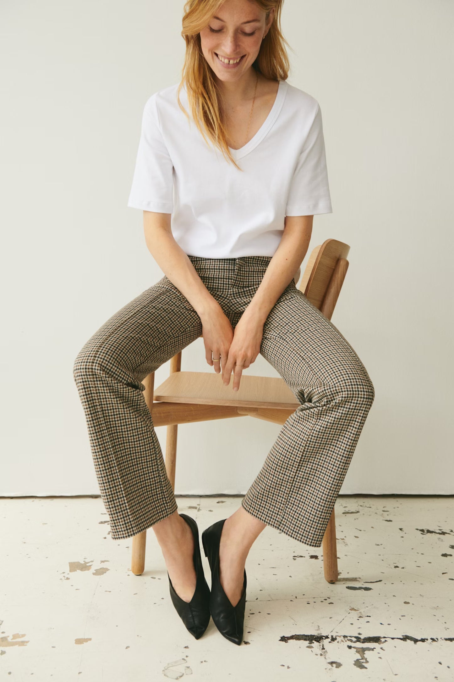Part Two Pontas Check Trousers in Toasted Coconut