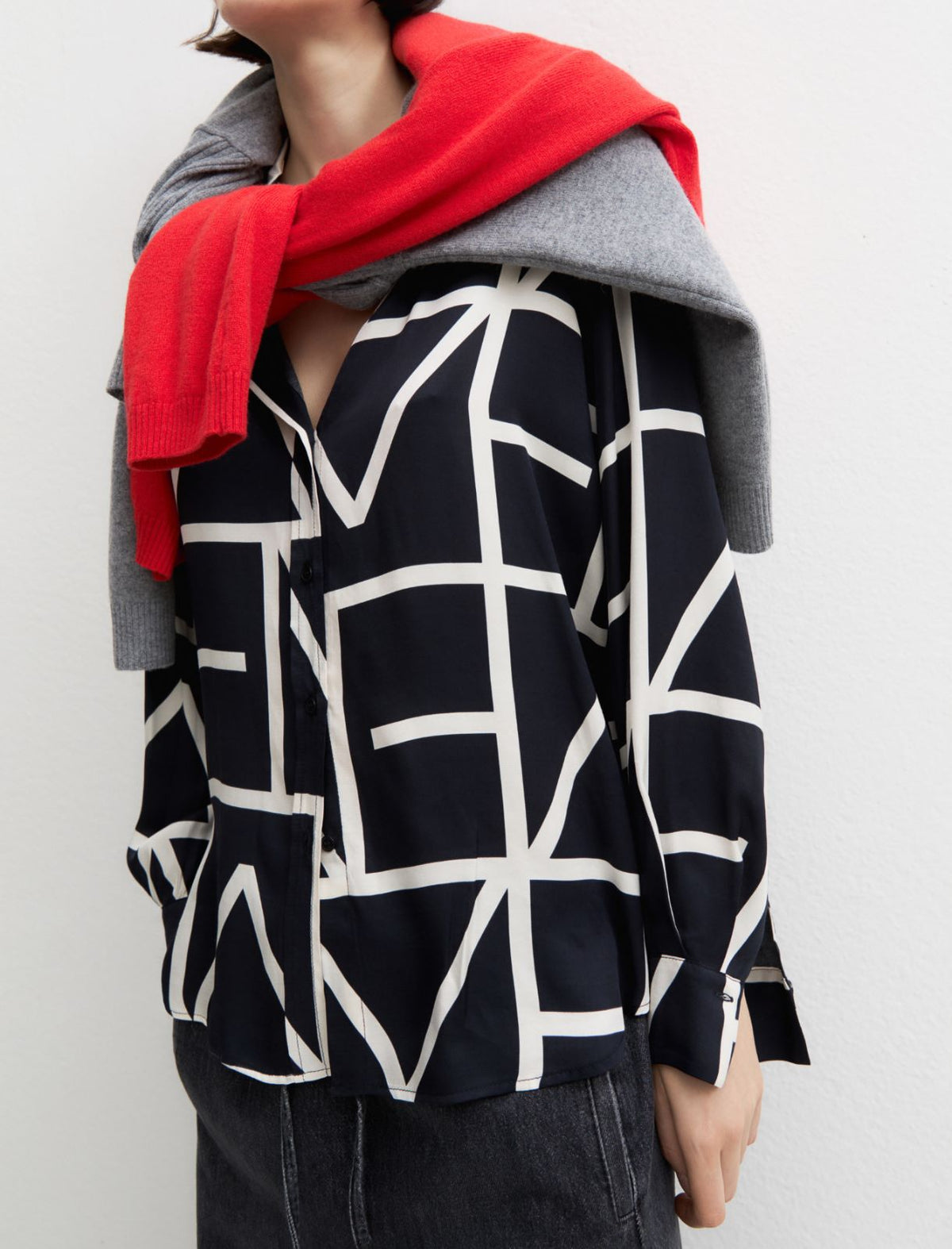 Emme Marella Printed Viscose Twill Shirt in Navy Print
