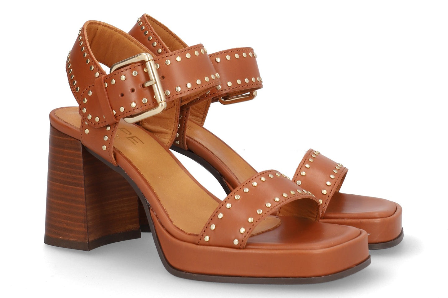 Leather Studded Block Heel