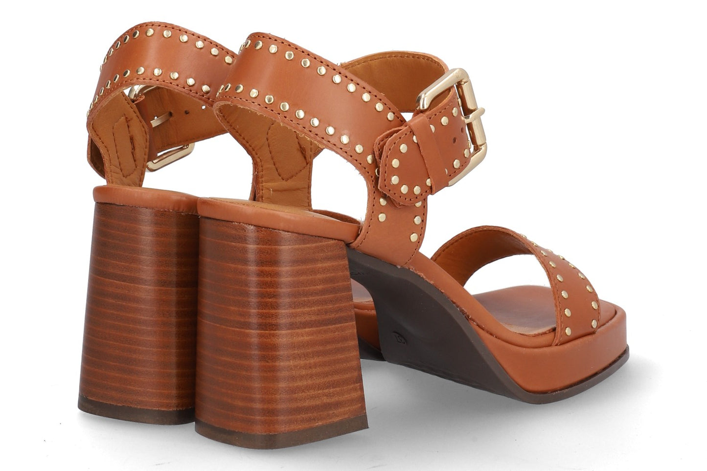 Leather Studded Block Heel