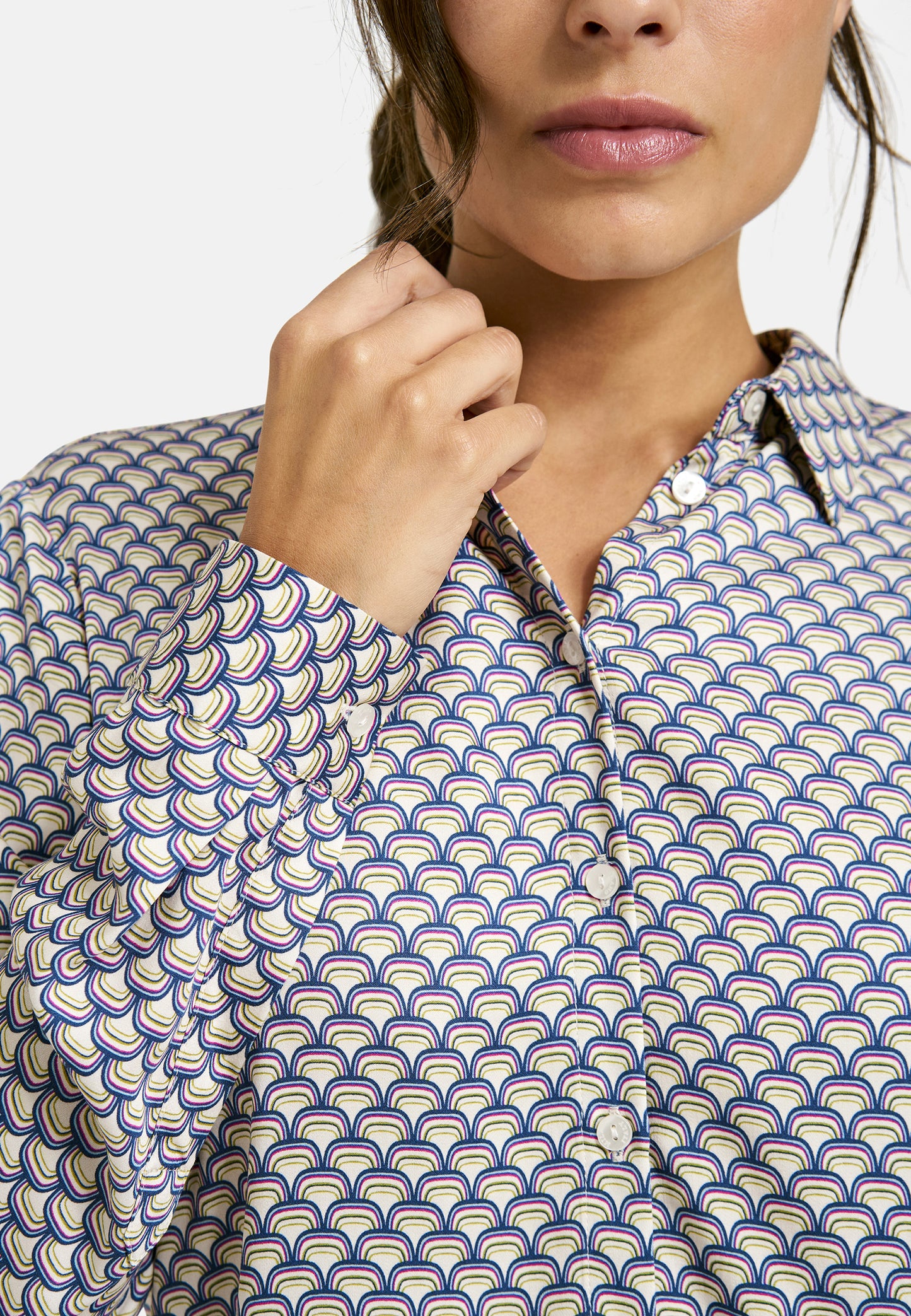 Milano Italy Shirt Dress in Stone Blue Print