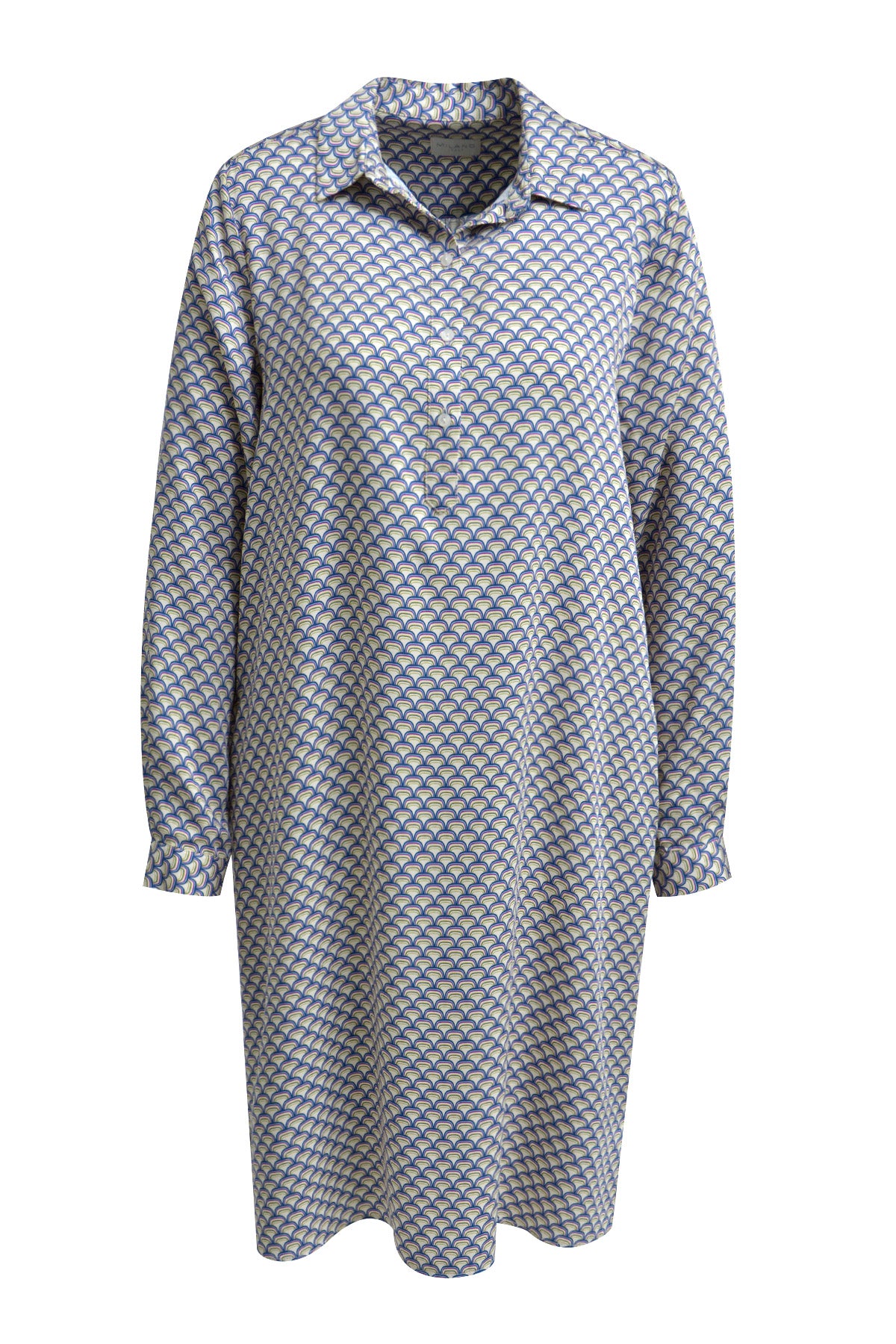 Milano Italy Shirt Dress in Stone Blue Print