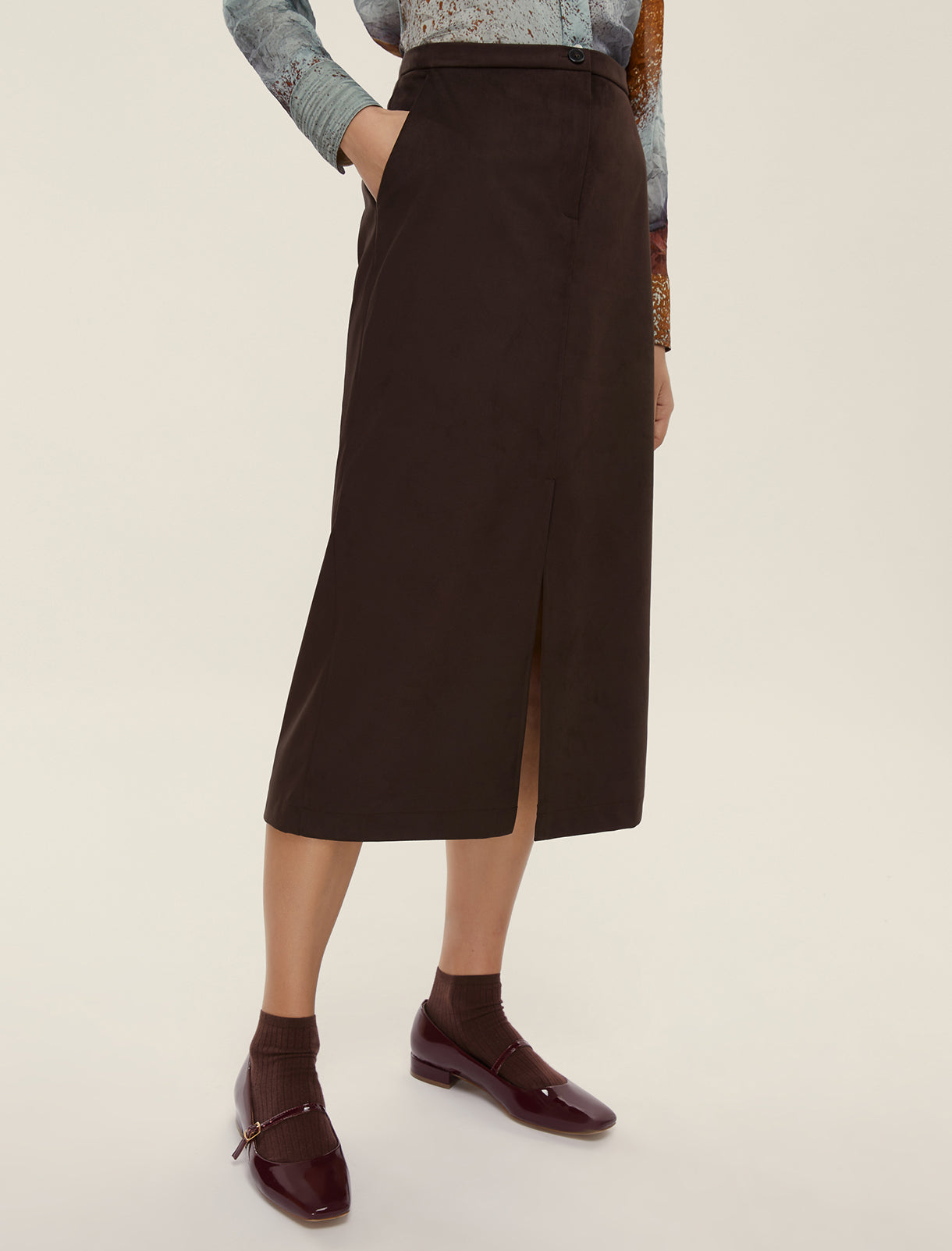 Emme Marella Dritto Skirt in Dark Brown