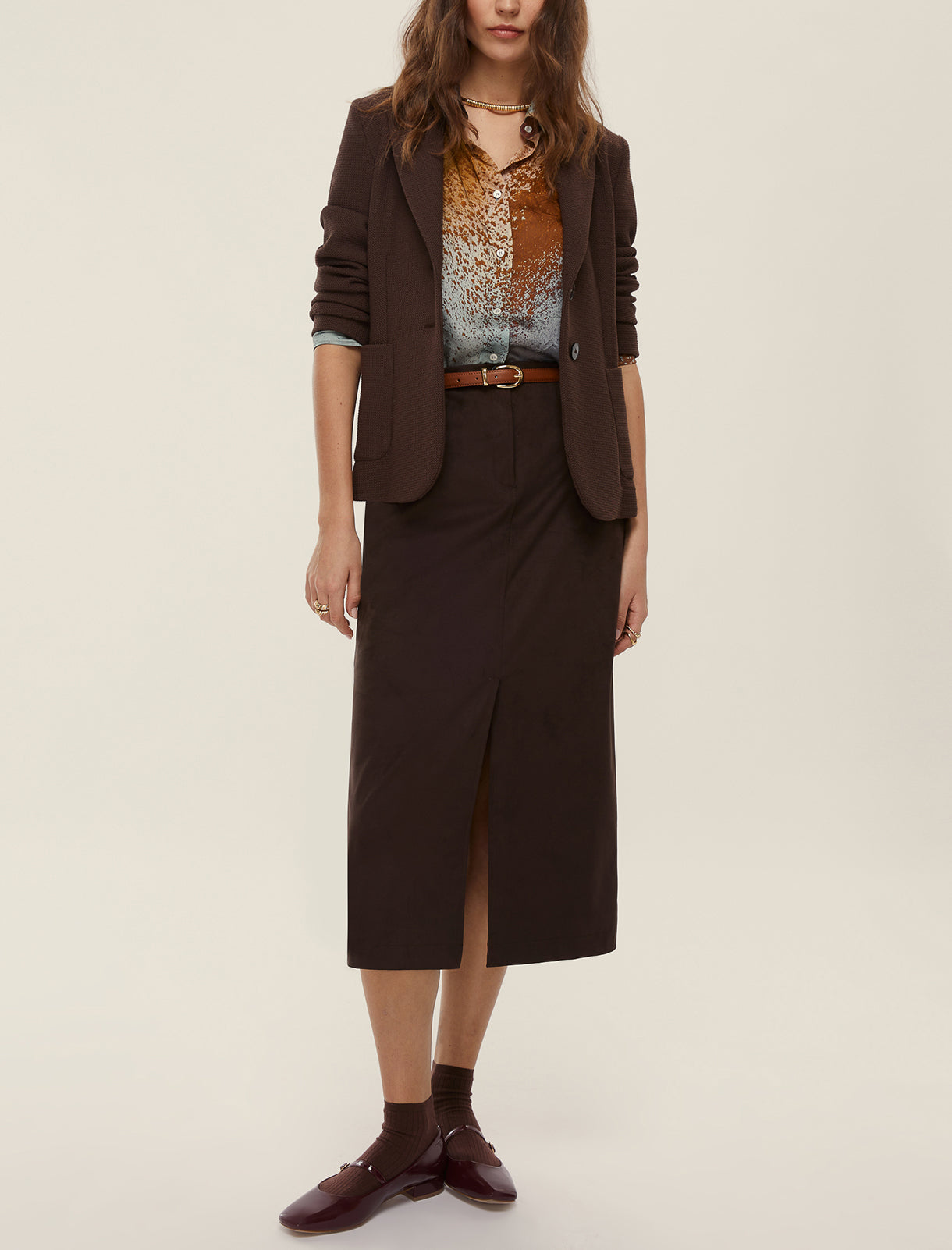 Emme Marella Dritto Skirt in Dark Brown