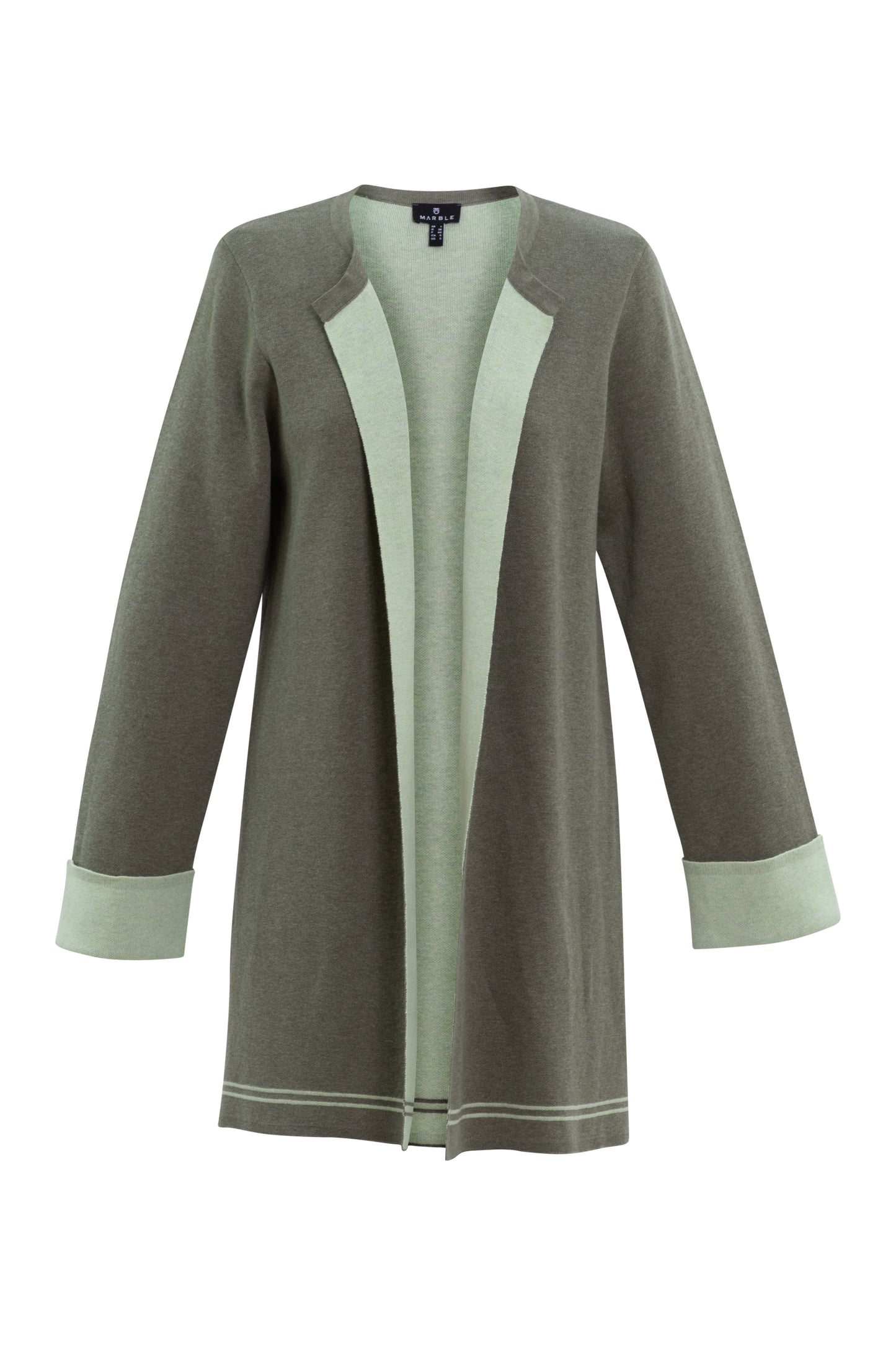 Longline Cardigan in Olive/Lime