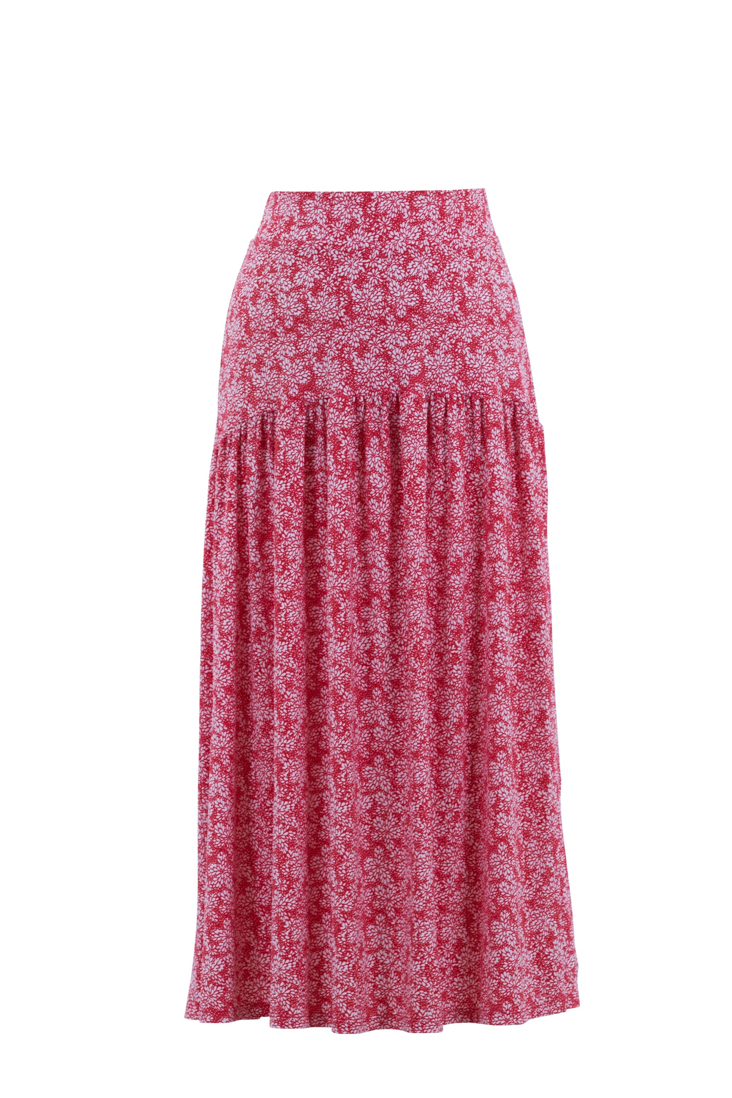 Floral Midi-Skirt in Red/white