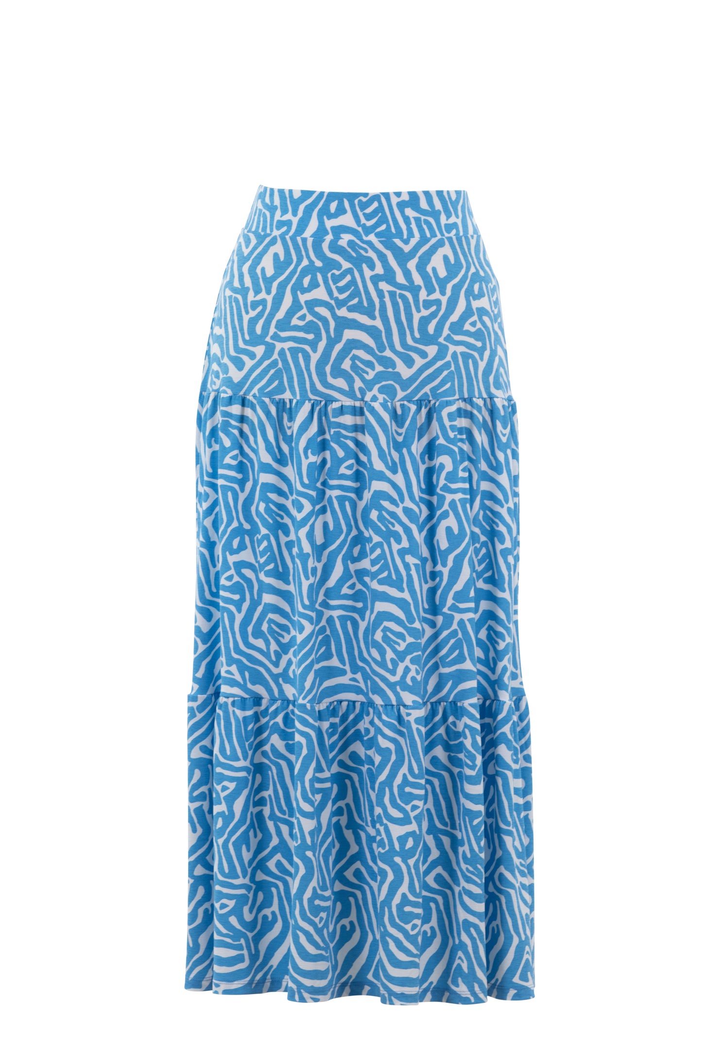 Maxi-Skirt in Blue Geometric Print