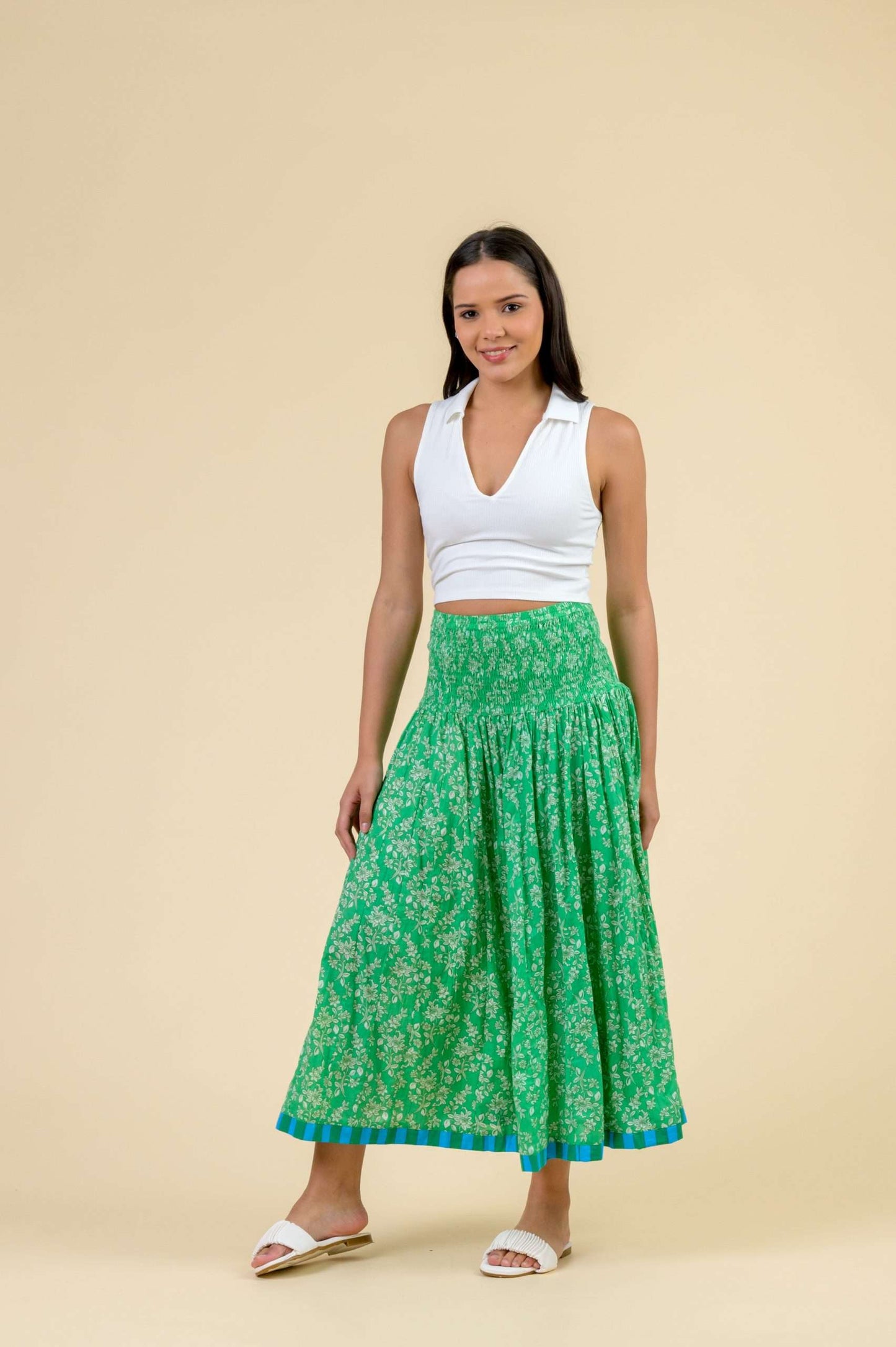 Dream Apparel Arista Skirt in Floral Green