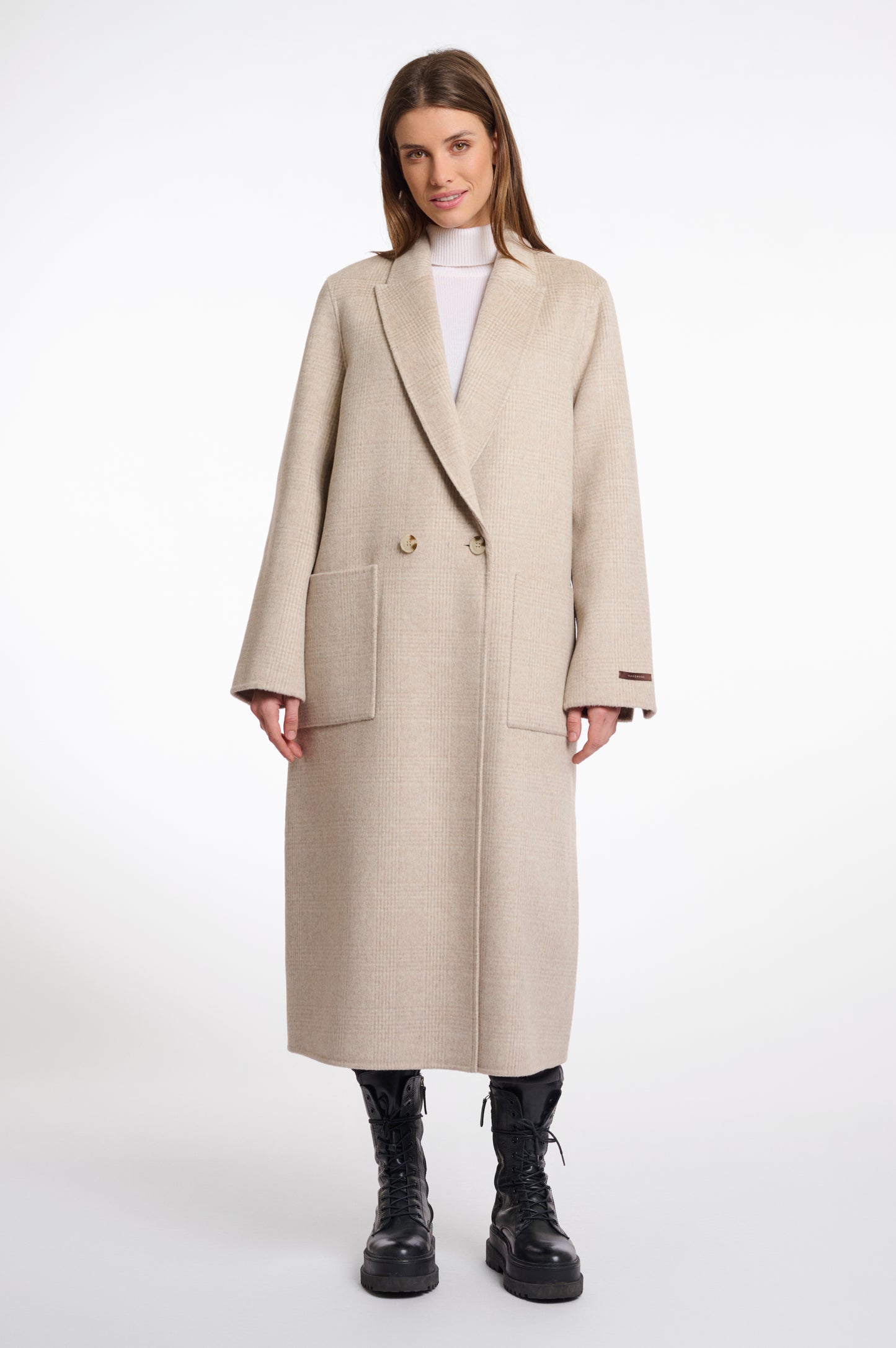 Rino & Pelle Adria Reversible Coat in Birch Check/Beige