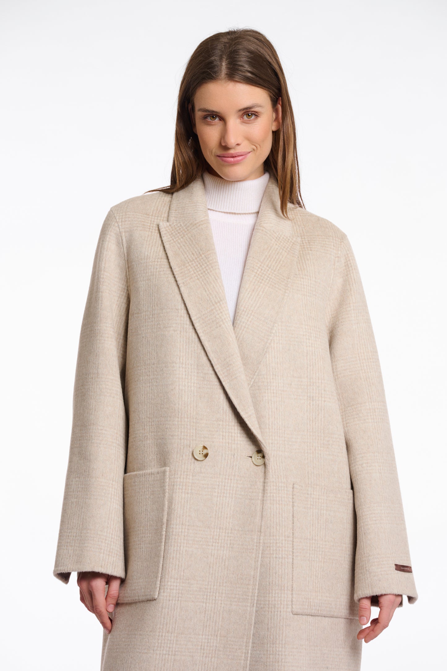 Rino & Pelle Adria Reversible Coat in Birch Check/Beige