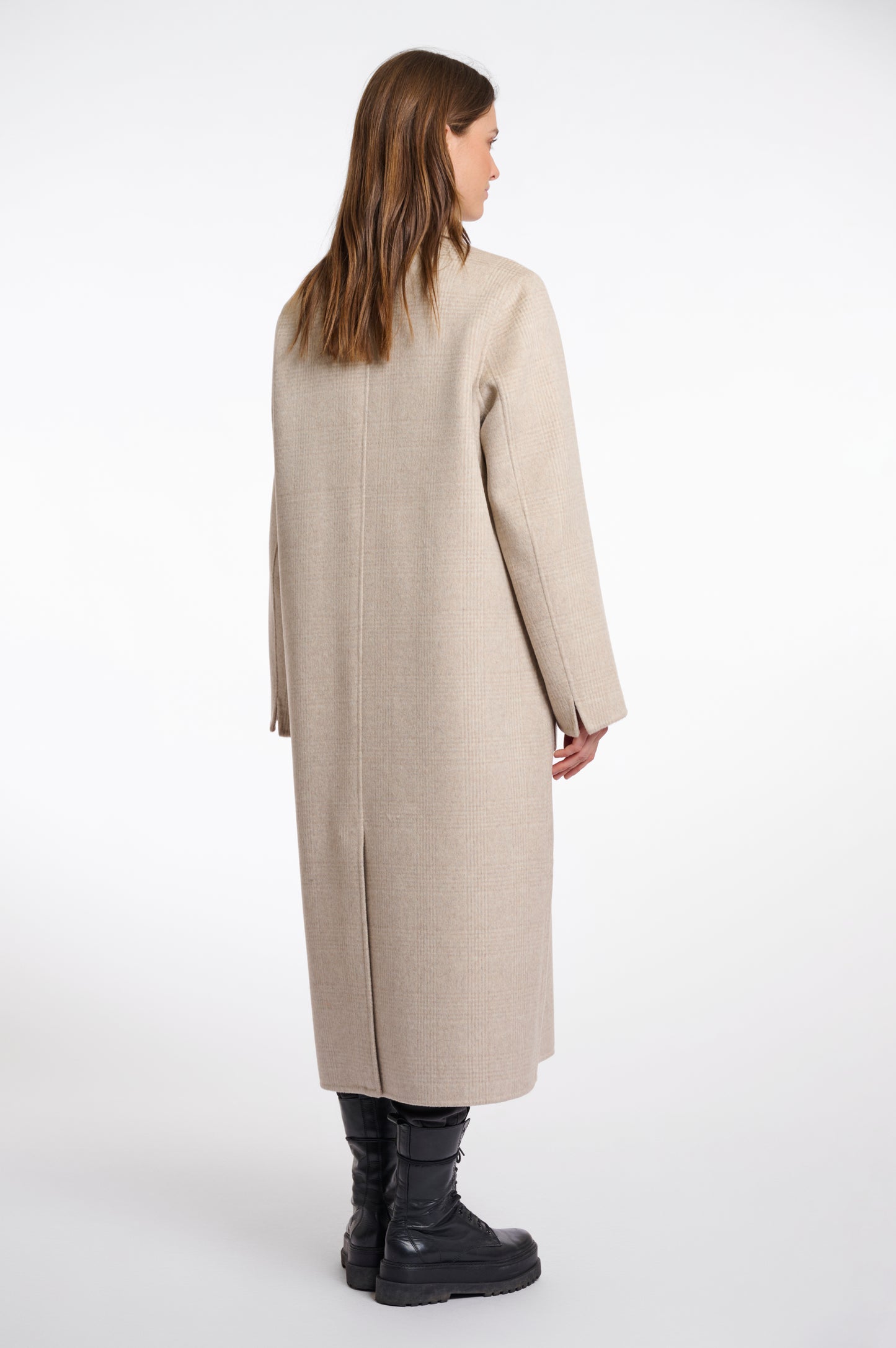 Rino & Pelle Adria Reversible Coat in Birch Check/Beige