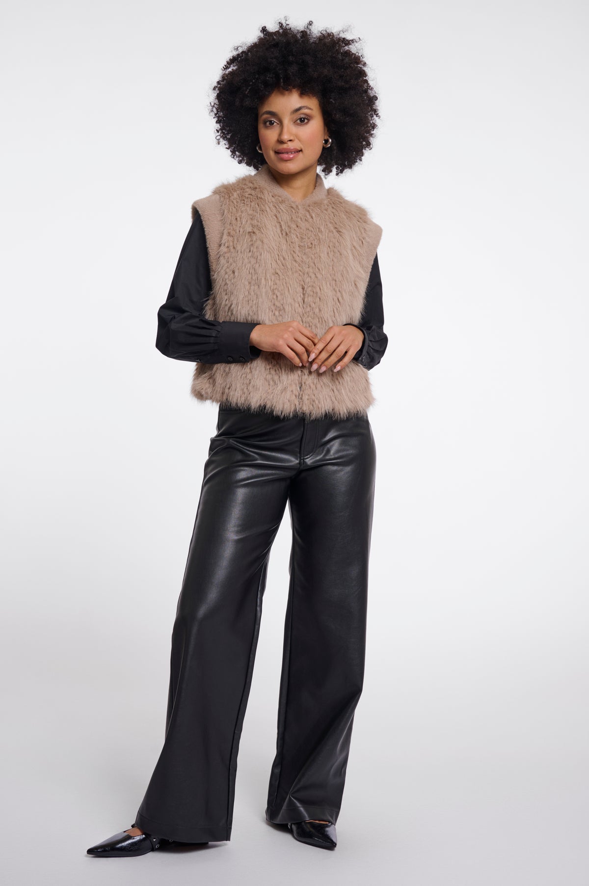 Rino & Pelle Alvita faux fur waistcoat in Oat