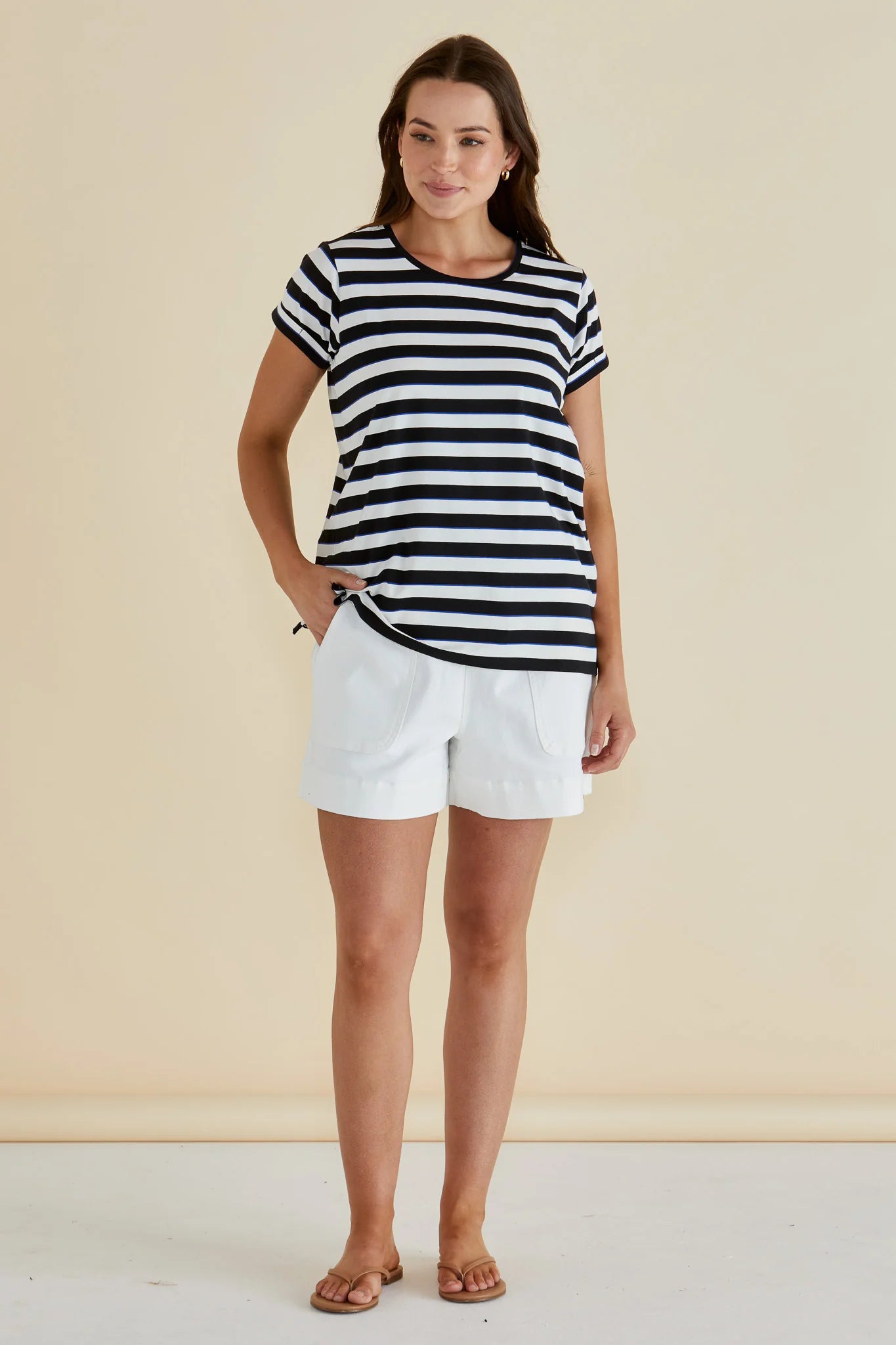 Betty Basics Cala T-Shirt in Blue/Black Stripe