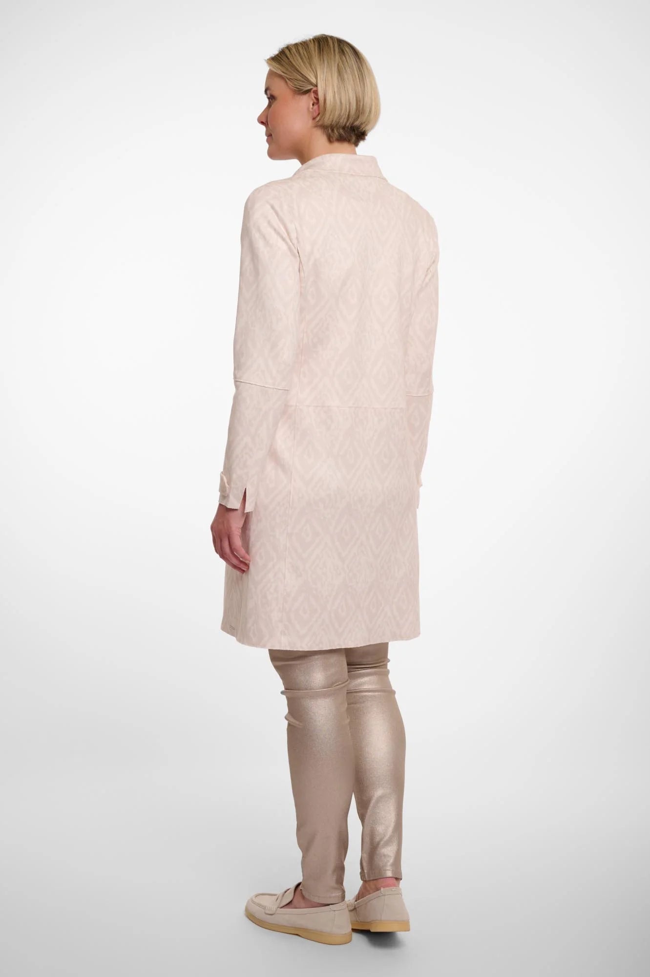 Rino & Pelle Babice Suede Coat in Birch Ikat