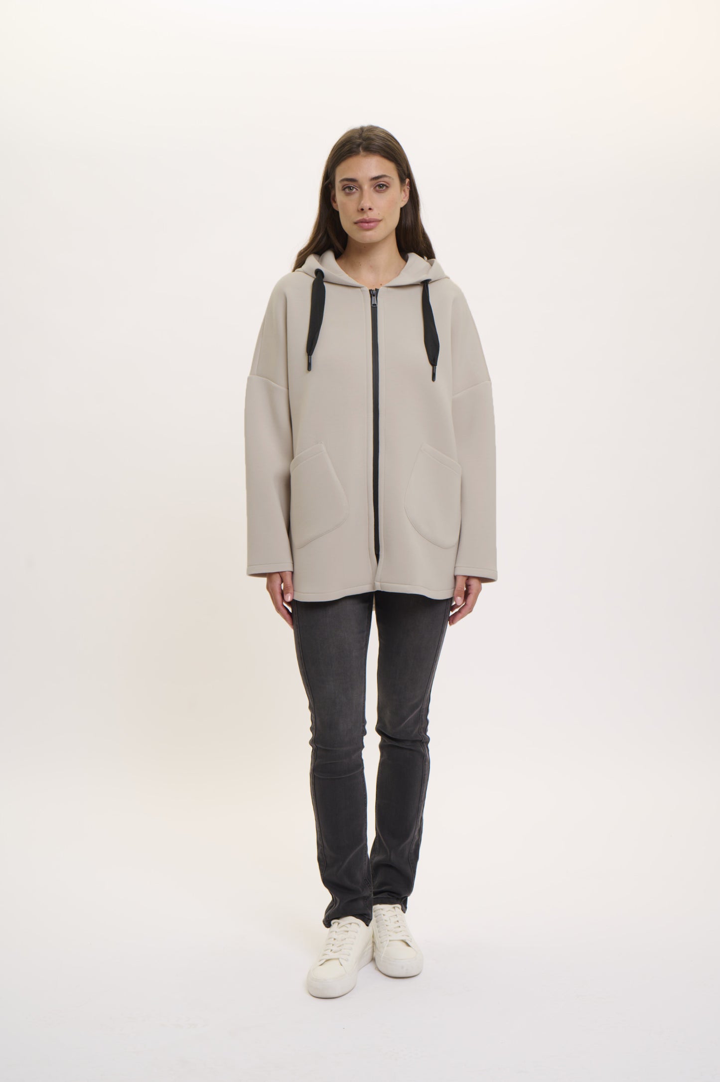 Bray Hooded Coat in Fog Grey