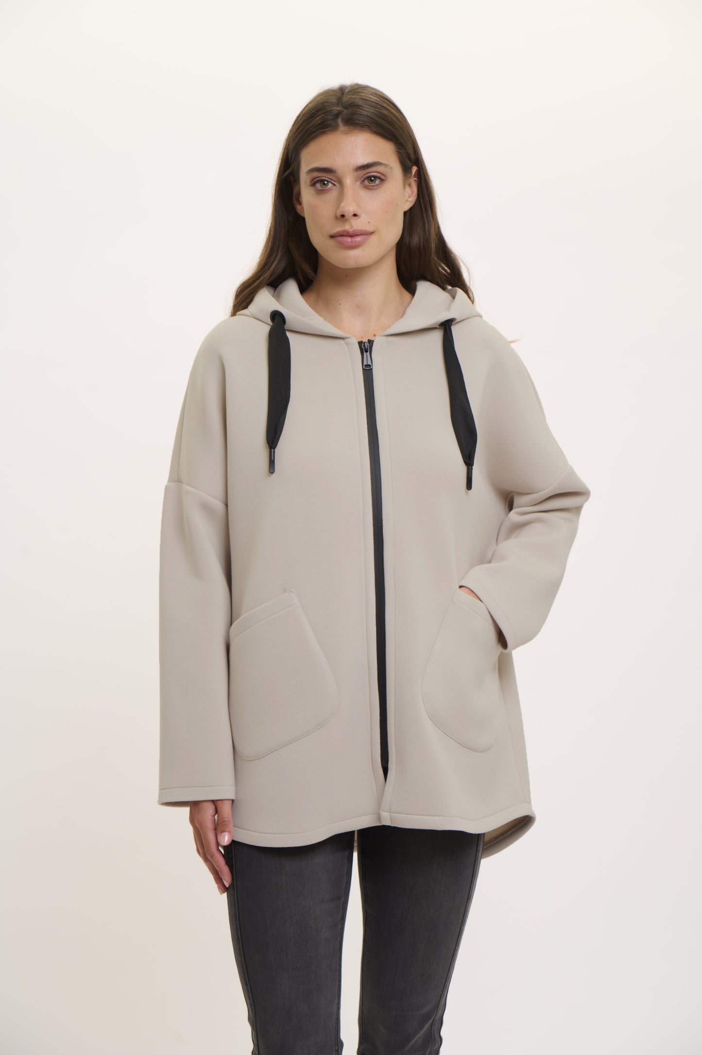 Bray Hooded Coat in Fog Grey