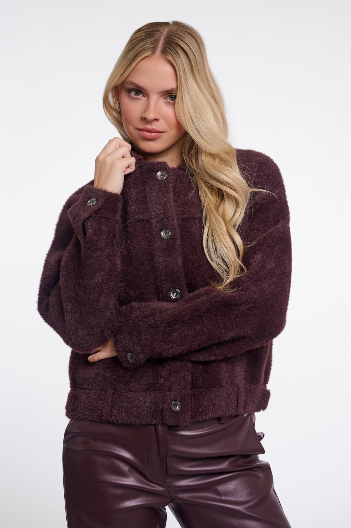 Rino & Pelle Bubbly Boxy Jacket in Fudge Cloak