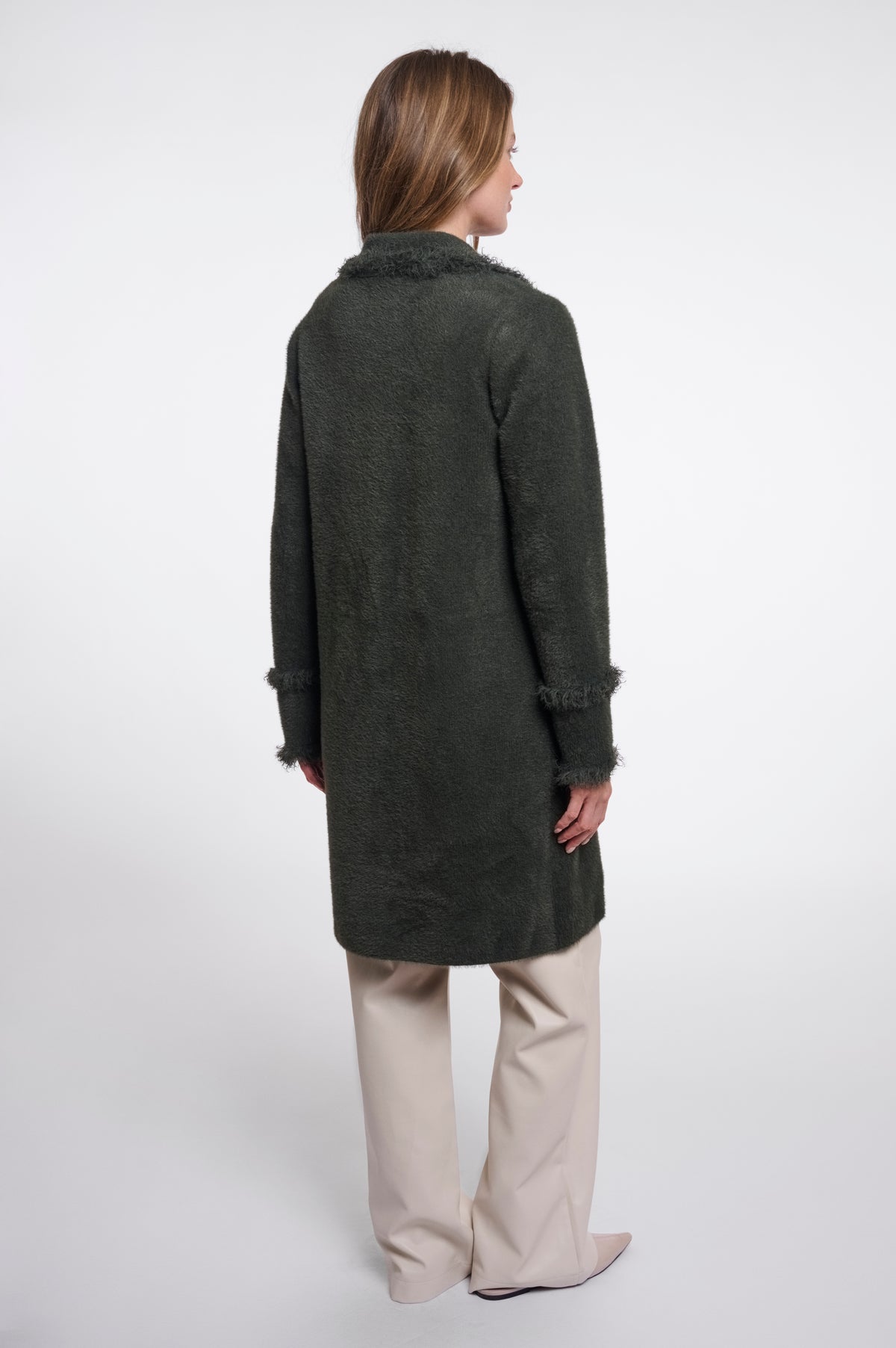 Rino & Pelle Catena Fringed Cardigan in Hunter Green