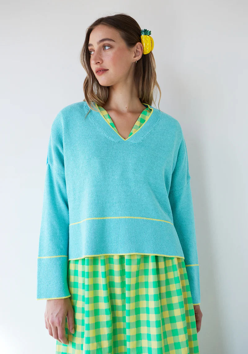 Dr Bloom Chipiron Sweater in Aqua