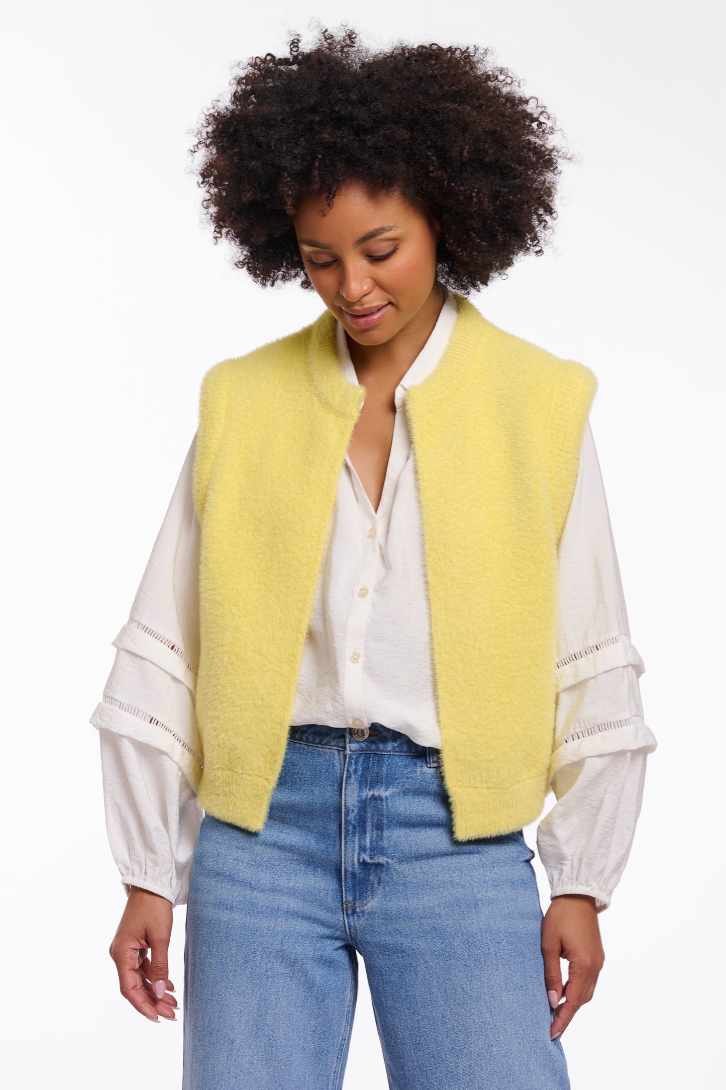 Rino & Pelle Elona Fluffy Waistcoat in Breezy Lime