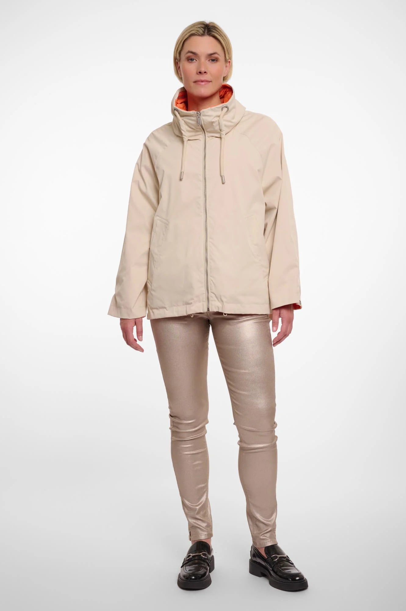 Rino & Pelle Flossy Reversible Parker in Birch/Flash Orange