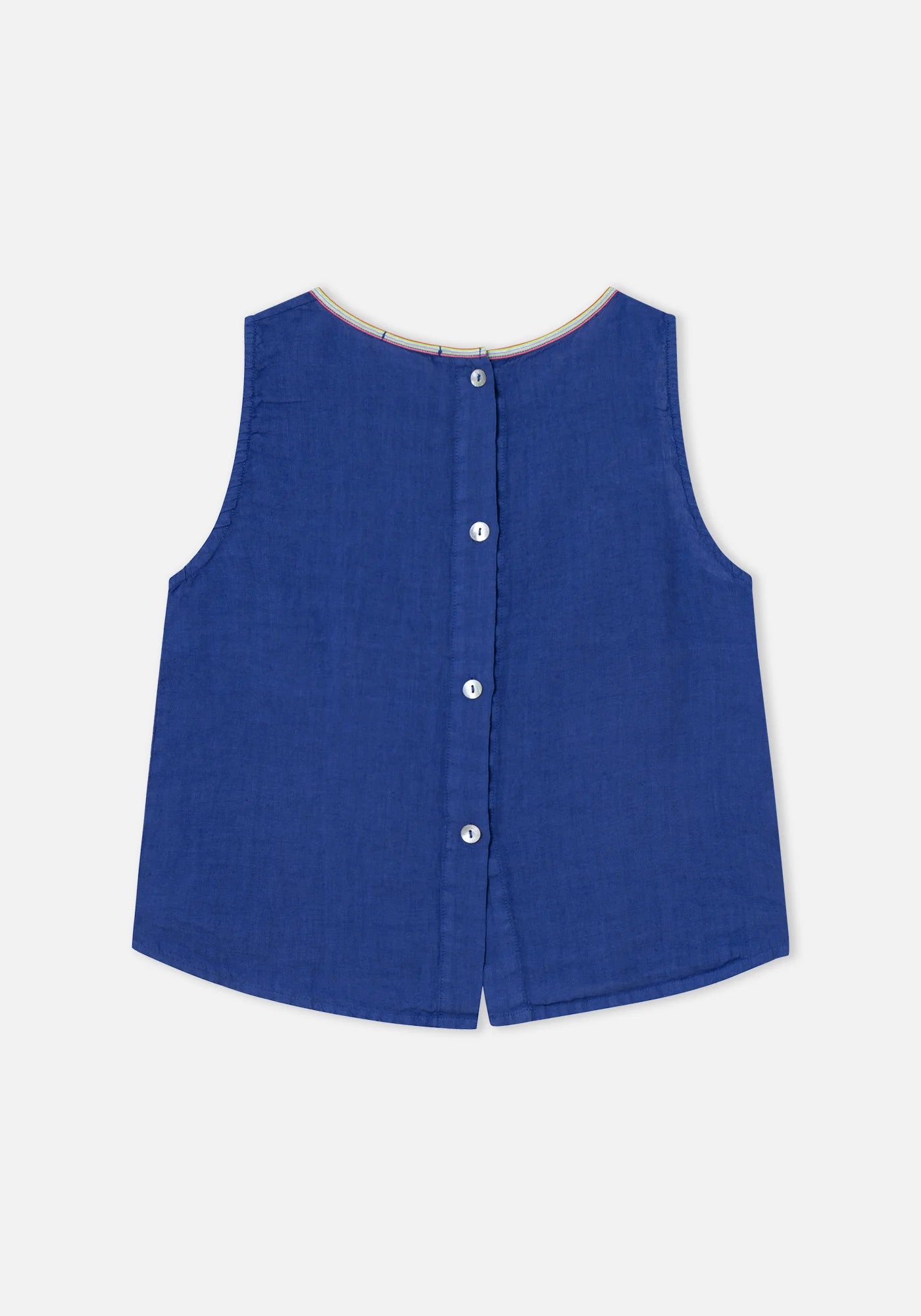 Dr Bloom Ana Linen Sleeveless Top in Blue