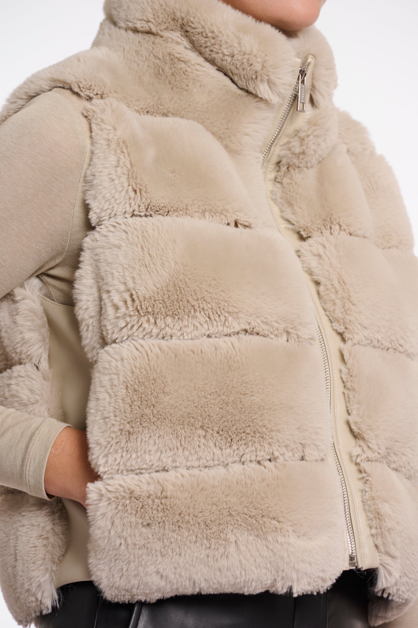 Rino & Pelle May Faux Fur Waistcoat in Birch