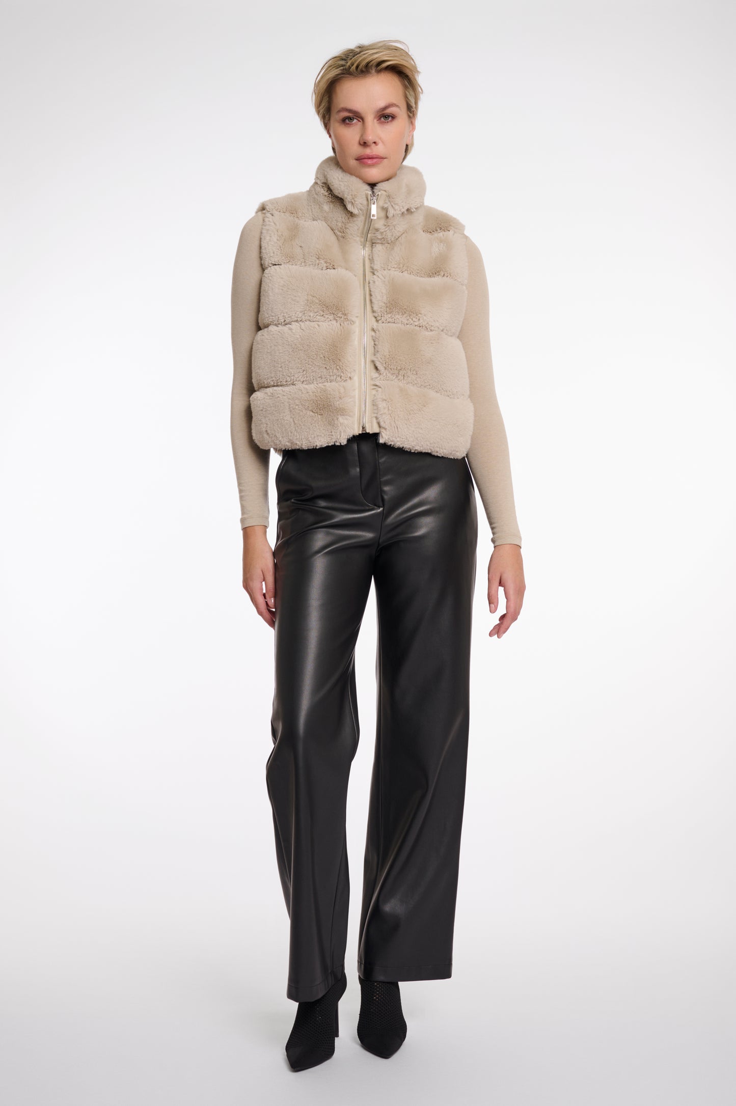 Rino & Pelle May Faux Fur Waistcoat in Birch