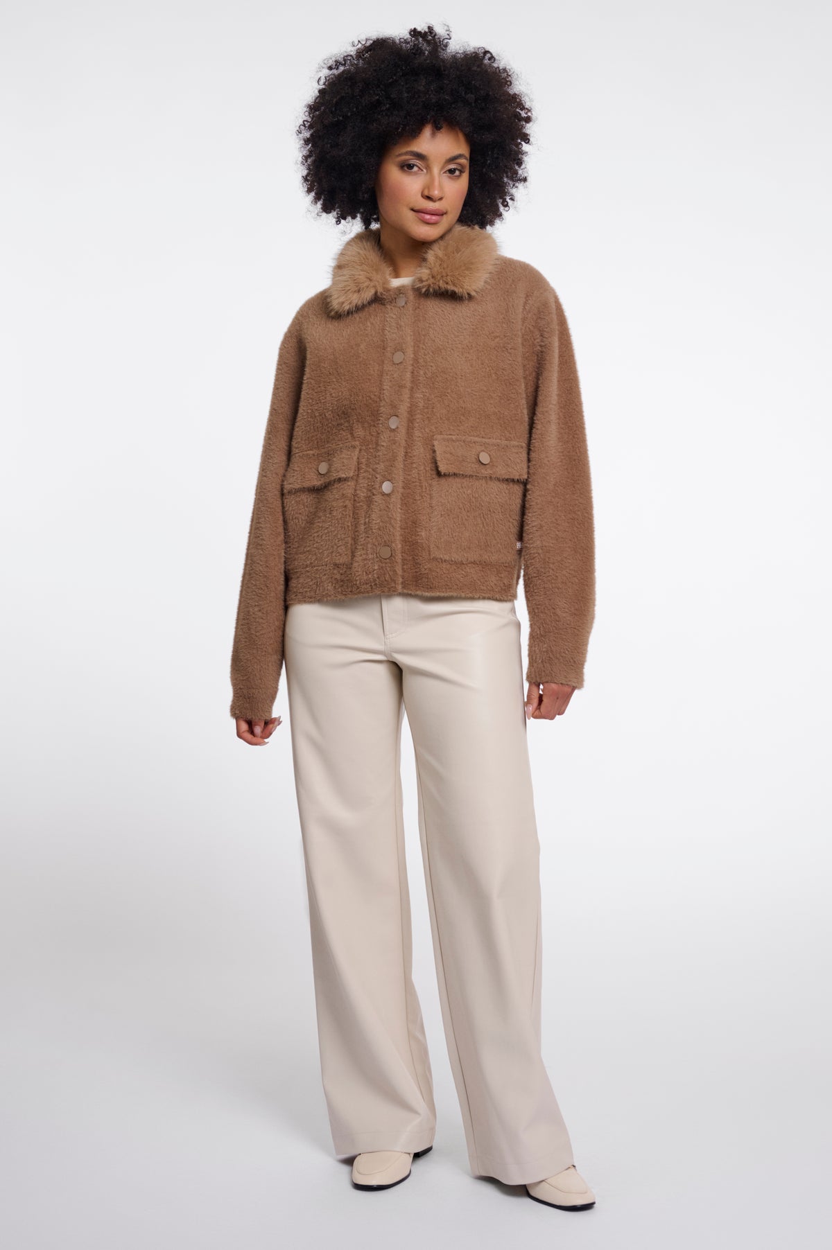 Rino & Pelle Nia Jacket with detachable collar in Toast