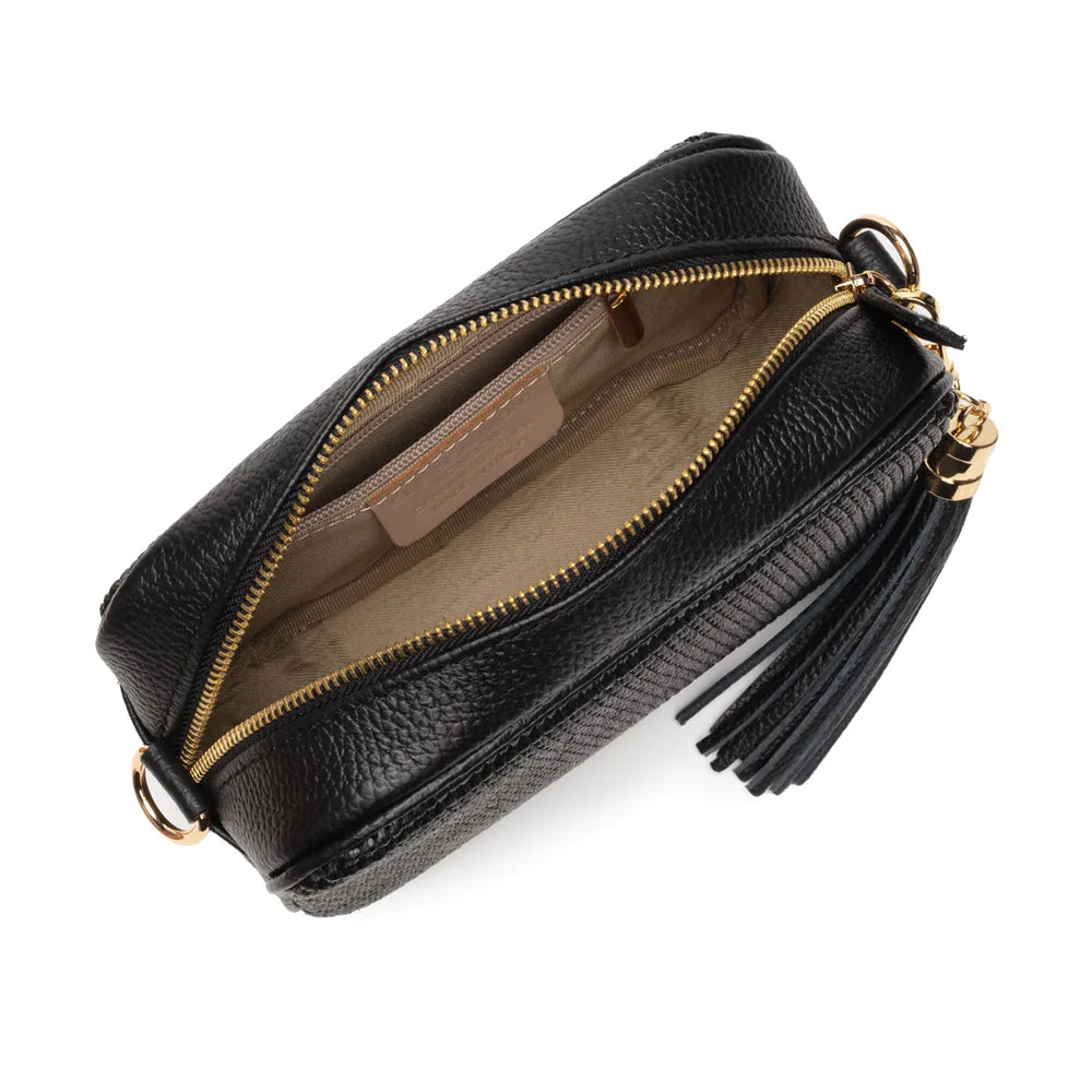 Raffia Crossbody Bag in Black