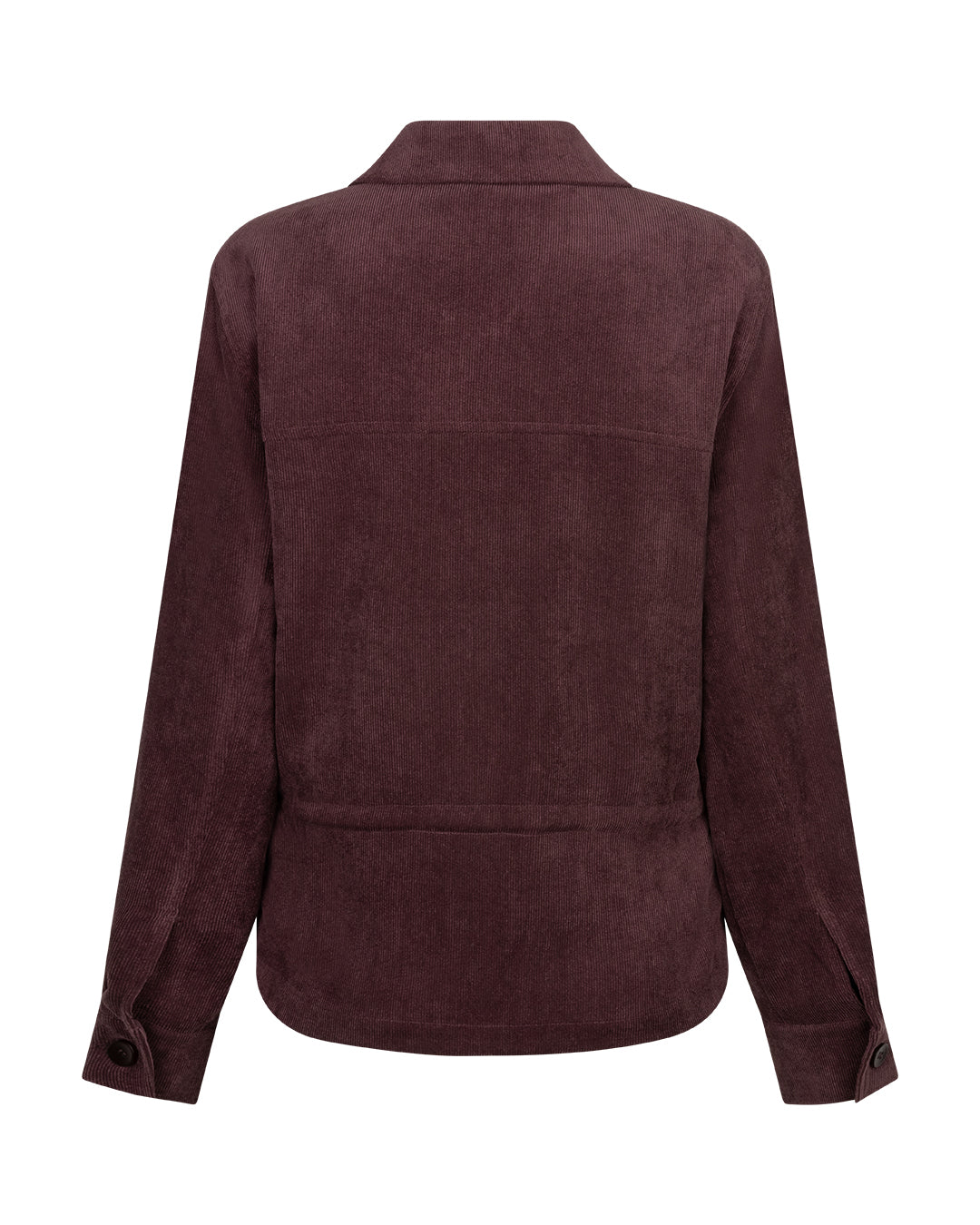 Red Button Drew Fine Cord Overshirt in Burgundy