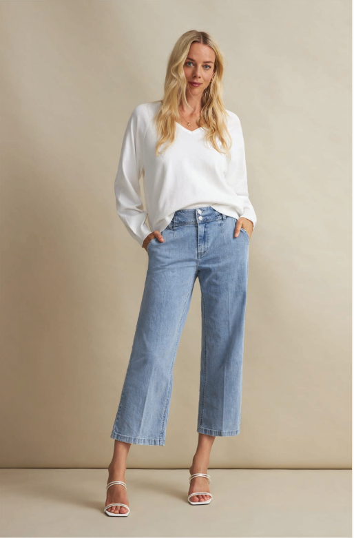 Red Button Conny Wide Leg Jeans in Midstone