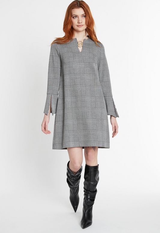 Shabya Check Dress in Black & White