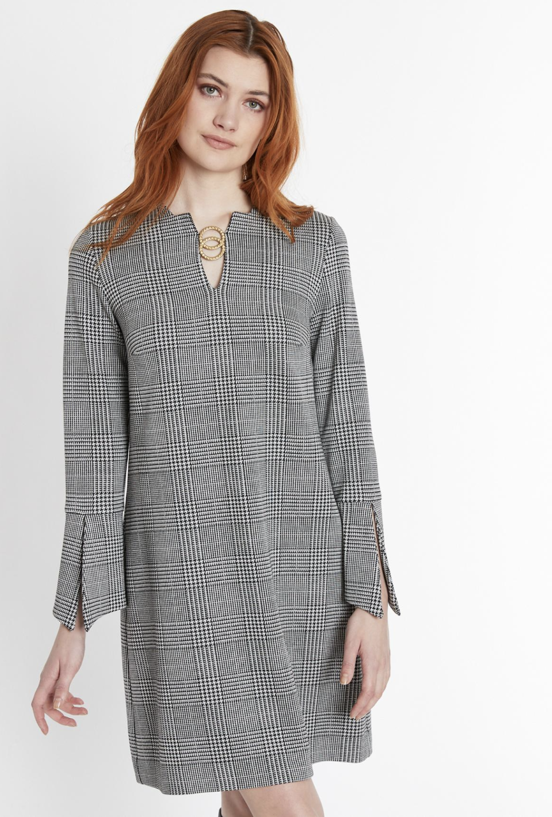 Shabya Check Dress in Black & White