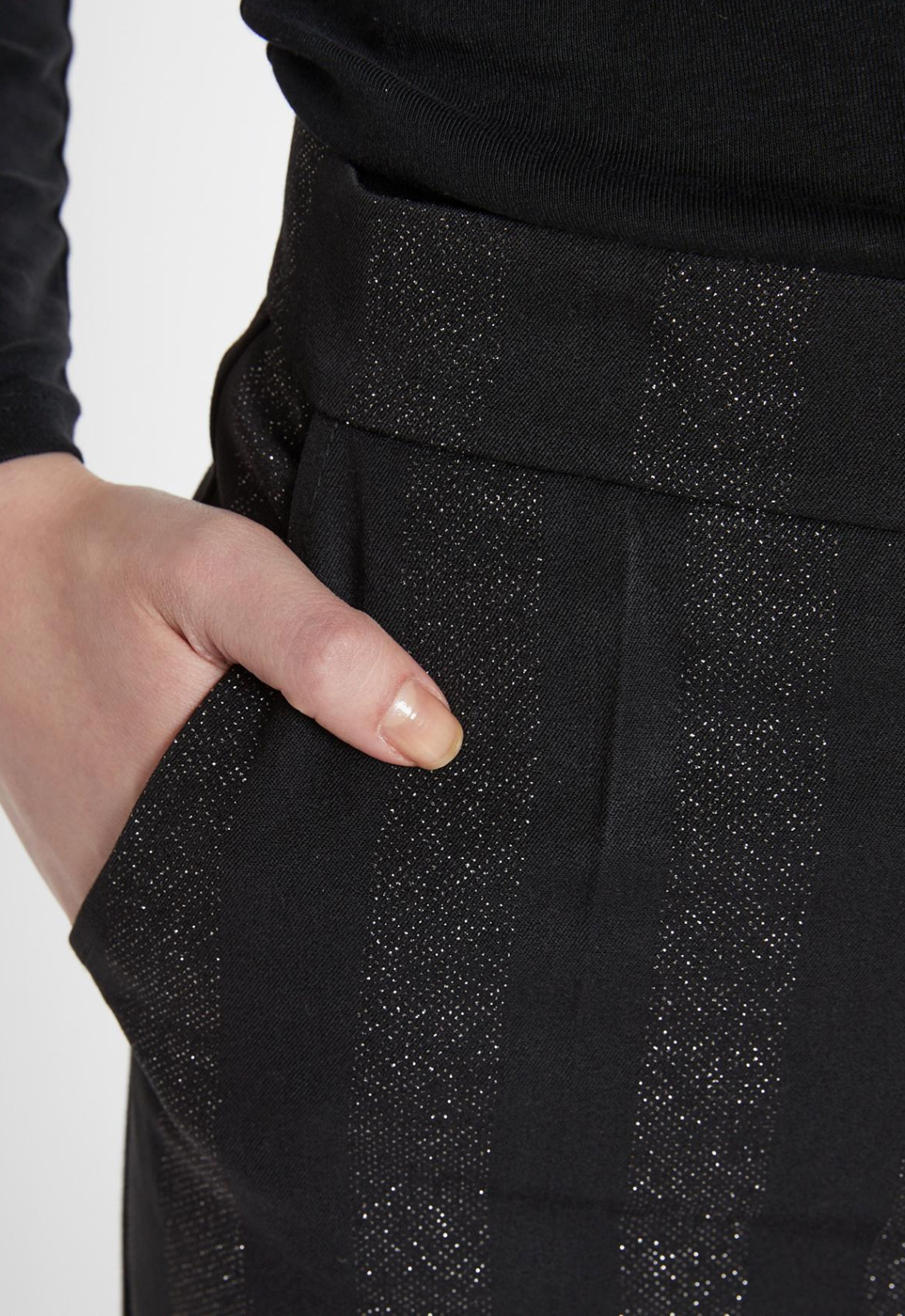 Samsa Wide Leg Trousers in Black Glitter