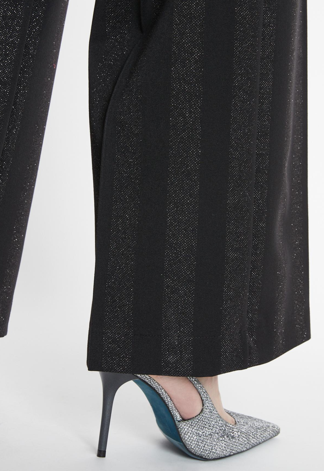 Samsa Wide Leg Trousers in Black Glitter