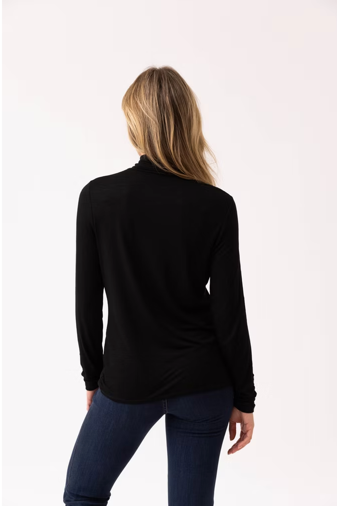Marble Polo Neck Top in Black