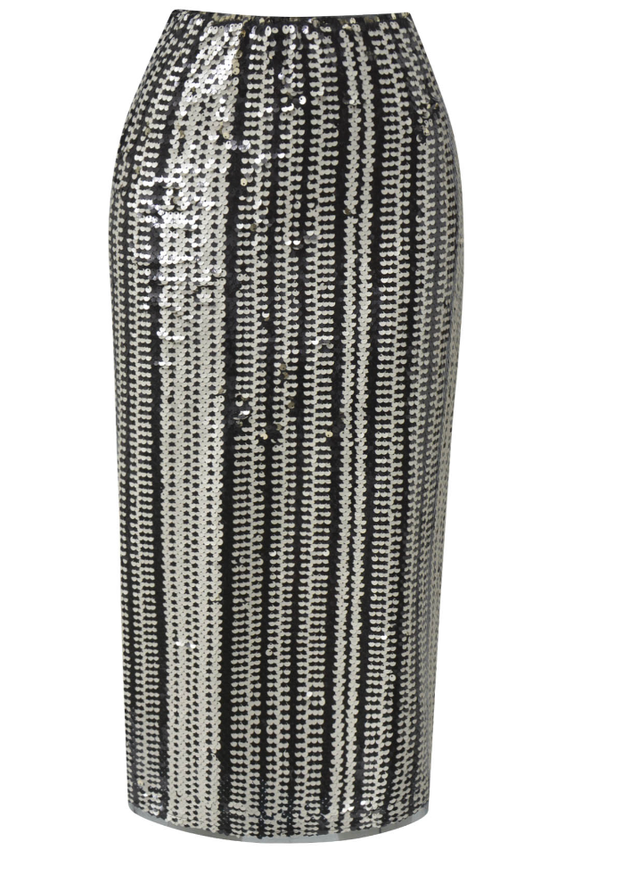 Milano Italy Sequin Skirt in Black Print