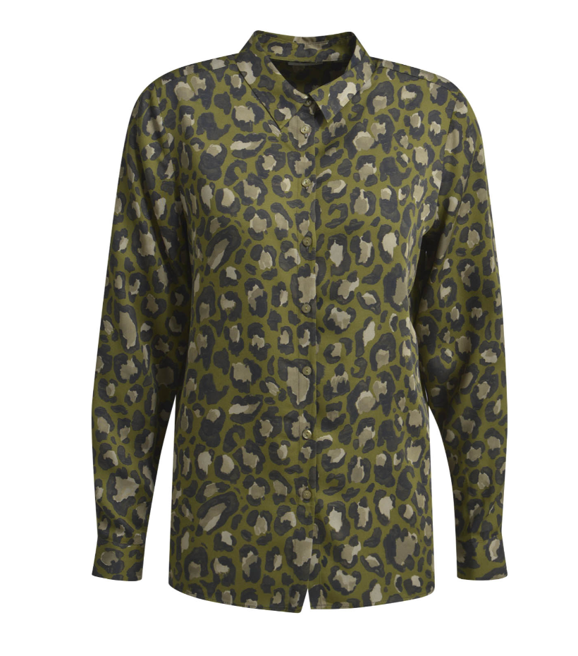 Milano Italy Shirt in Khaki Leopard Print