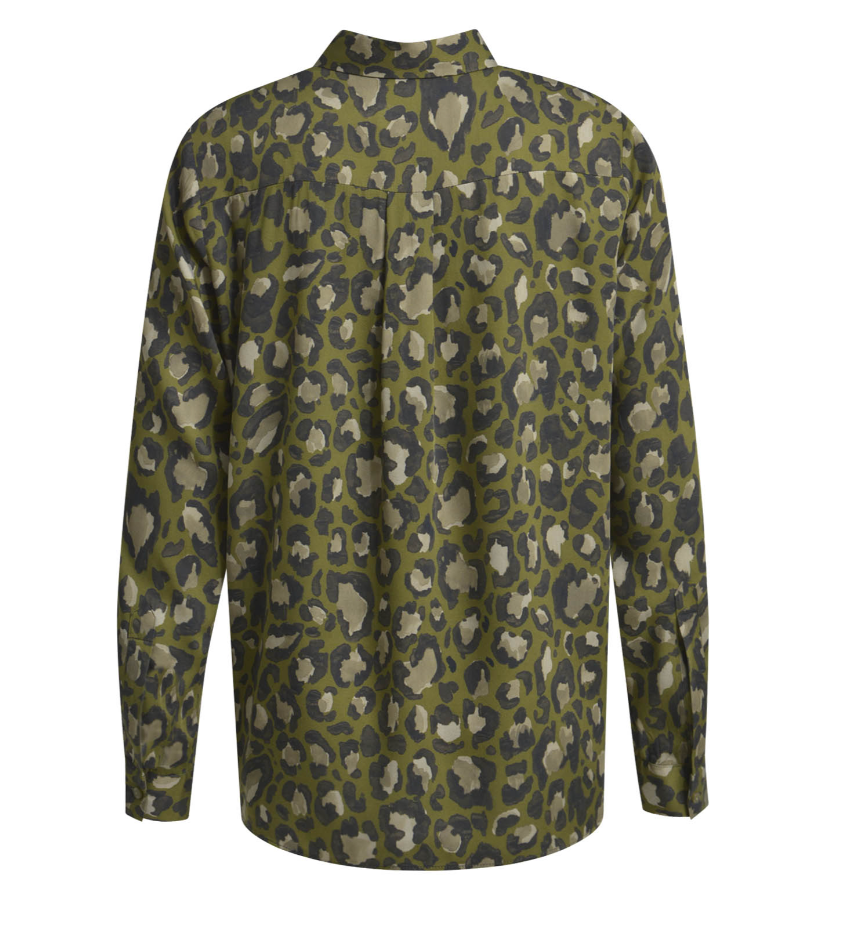 Milano Italy Shirt in Khaki Leopard Print