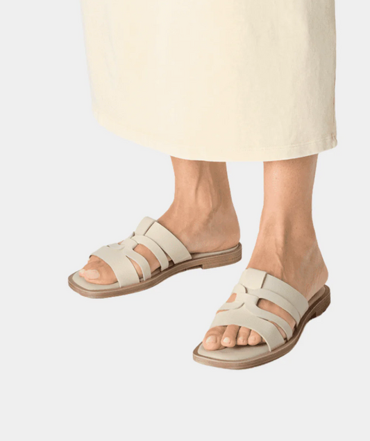 Tamaris Leather Mule Sandal in Ivory